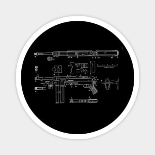 MP40 Submachine Gun Diagram (white) Magnet